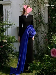 Mirror Dress Elegant Vintage Sweet Flower Crystal Fashion Black Blue Customized Formal Occasion Prom Dress Evening Party Gowns