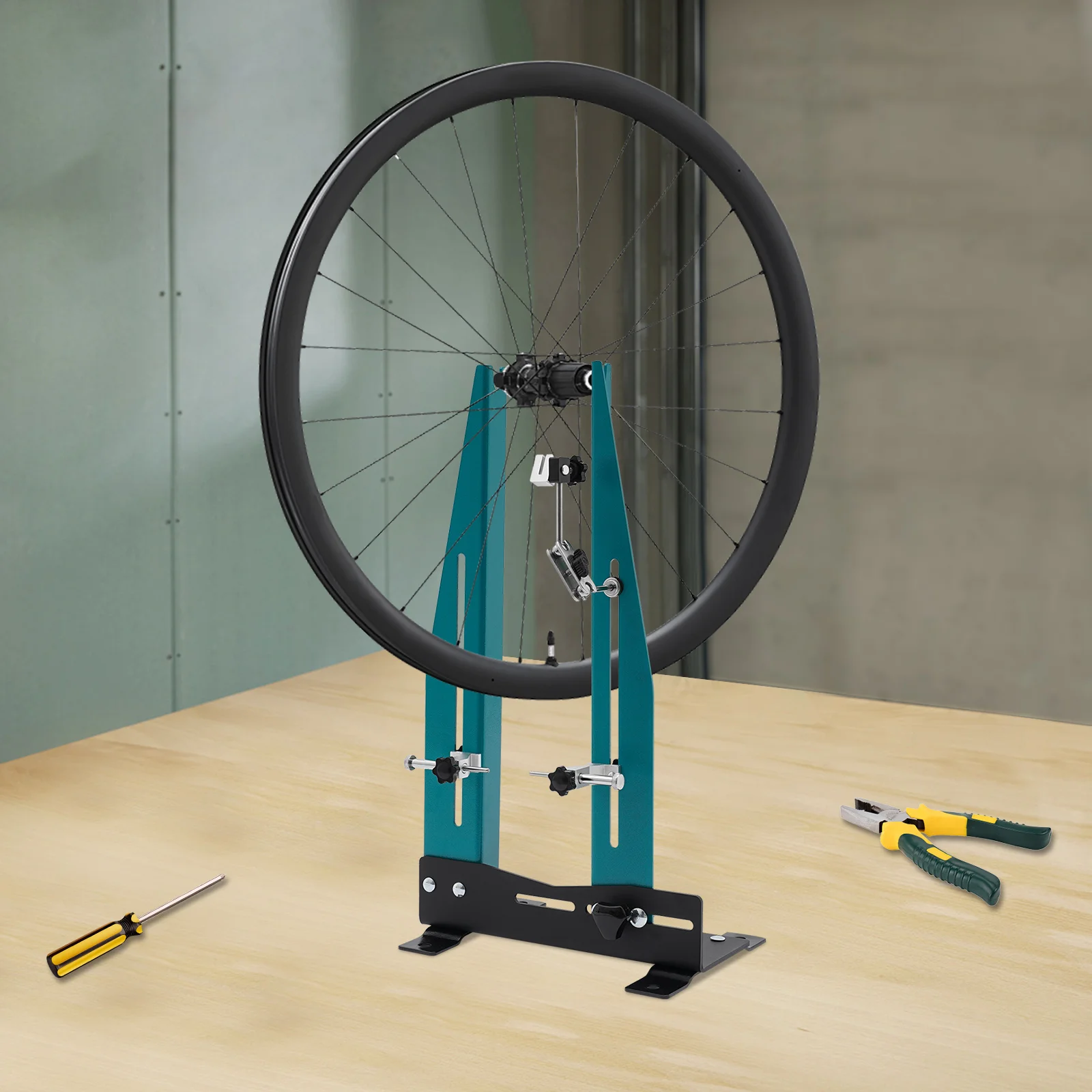 Wheel Truing Stand, 27.5-29 inch Wheel Tire Truing Stand Tabletoptire Rims Repair Tool, Professional Bicycle Wheels Maintenance Instrumentation for Children'S Bikes Folding Bikes Road Bikes