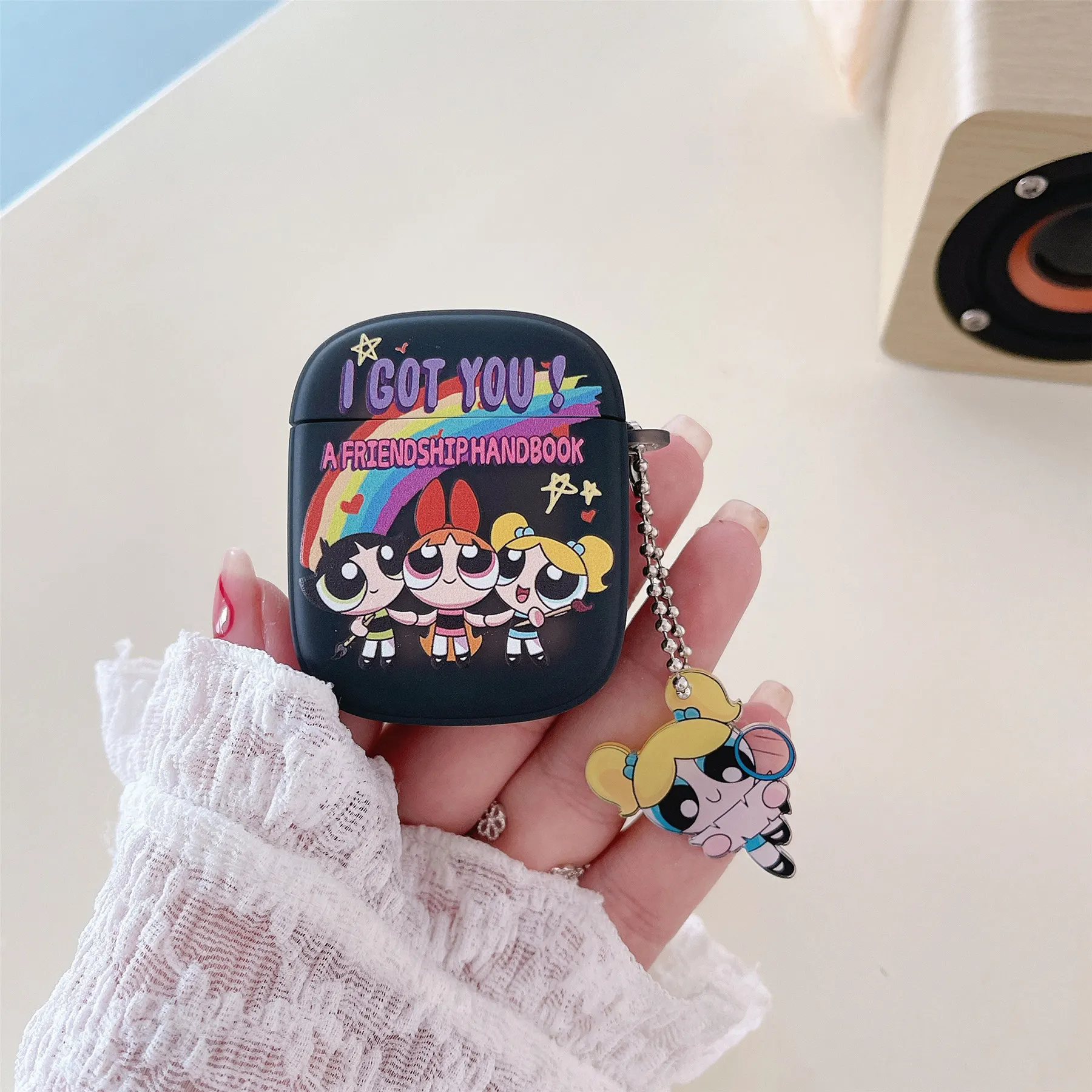 Cartoon Lovely The Powerpuff Girls Oval Earphone Case For Airpods 1/2 3 Pro 2 Silicone Bluetooth Headset Soft Cover With Pendant