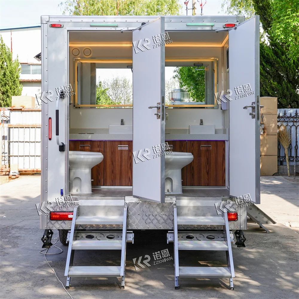 Portable Toilet Trailer Luxury Mobile Bathroom Premium Restroom Trailer with Multiple Stalls