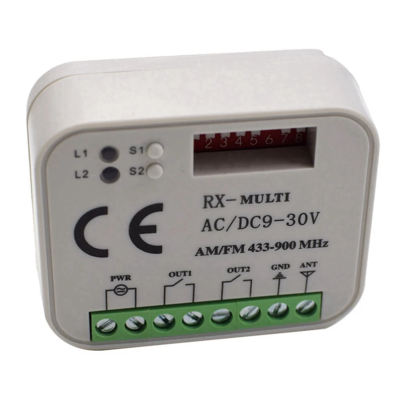 Receptor remoto para puerta de garaje, interruptor de controlador de 2 canales para transmisor RX de 433 y 868 Mhz, Frecuencia múltiple de 433-900MHZ, 3 unidades