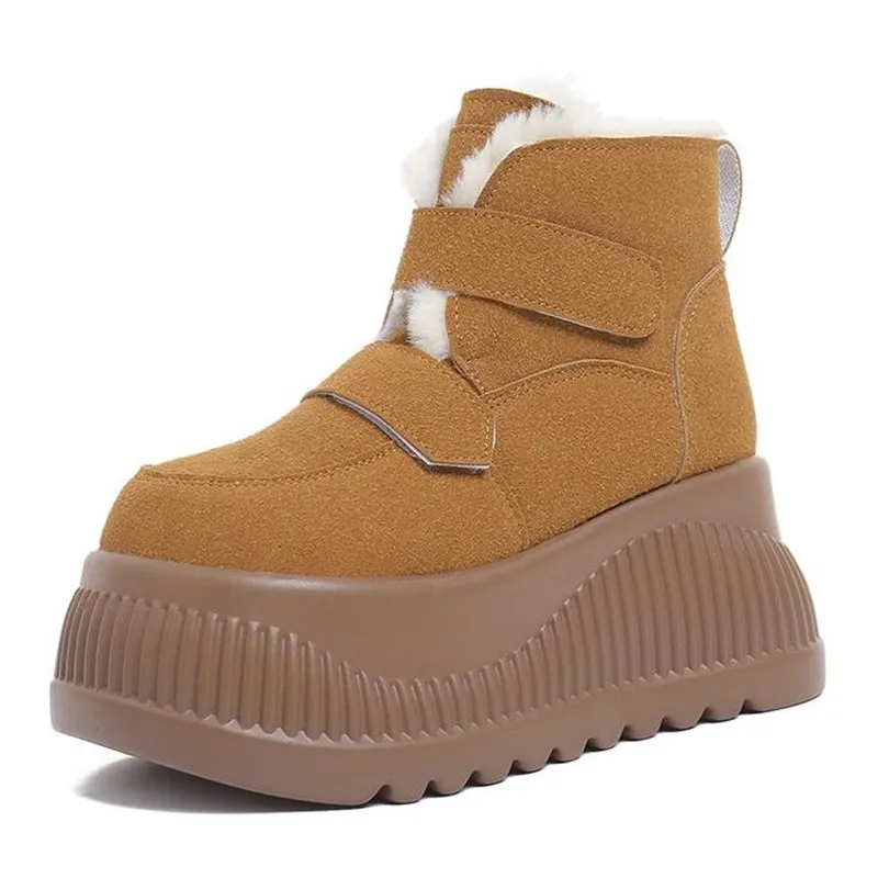 

Дизайнерские женские зимние ботинки, 2026, новые замшевые нескользящие женские полусапоги, удобная зимняя обувь на плоской подошве, женские Botas De Mujer