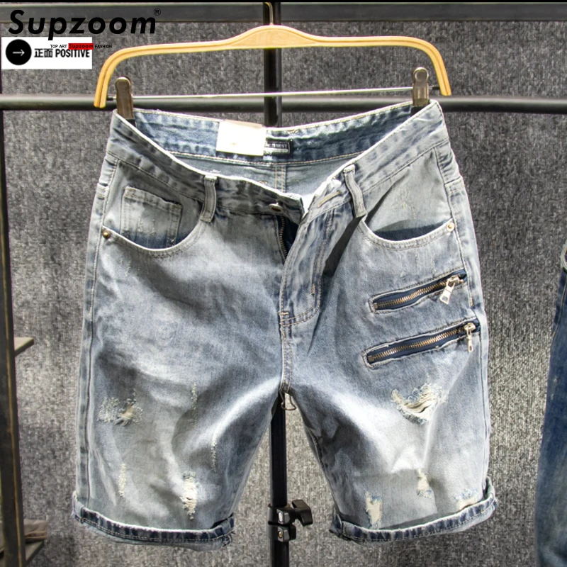 Supzoom 2023 New Arrival gorąca sprzedaż moda z najwyższej półki drukowanie lato Zipper Fly Stonewashed Casual dżinsy bawełniane szorty mężczyzn