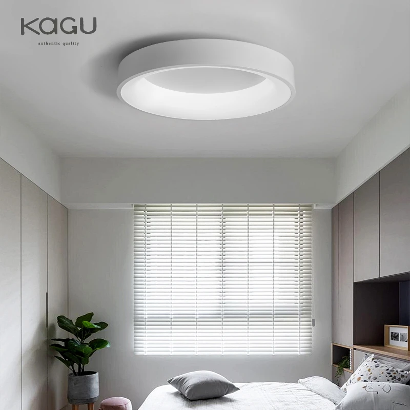 KAGU White Grey Modern Design LED Ceiling Lights For Living Room Bedroom Dining Room Dimmable Lamp Indoor Round Sqaure Fixtures