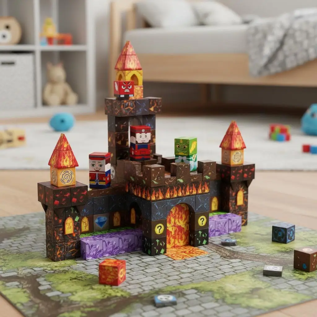 

Магнитные строительные блоки 150 шт. для STEM-обучения, игр в классе, занятий Монтессори, набор «Тёмный замок», конструктор для складывания.