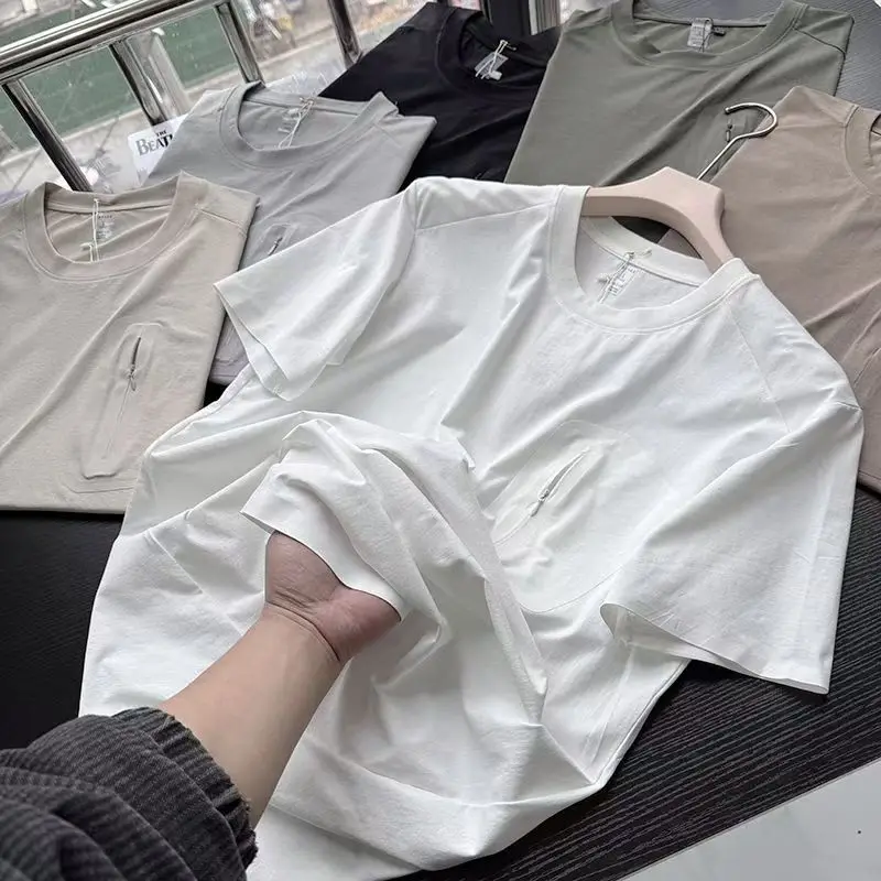 2025 New Men's Summer Quick-Dry Stretch Casual TShirt Breathable Athletic Round Neck Short Sleeve Tee