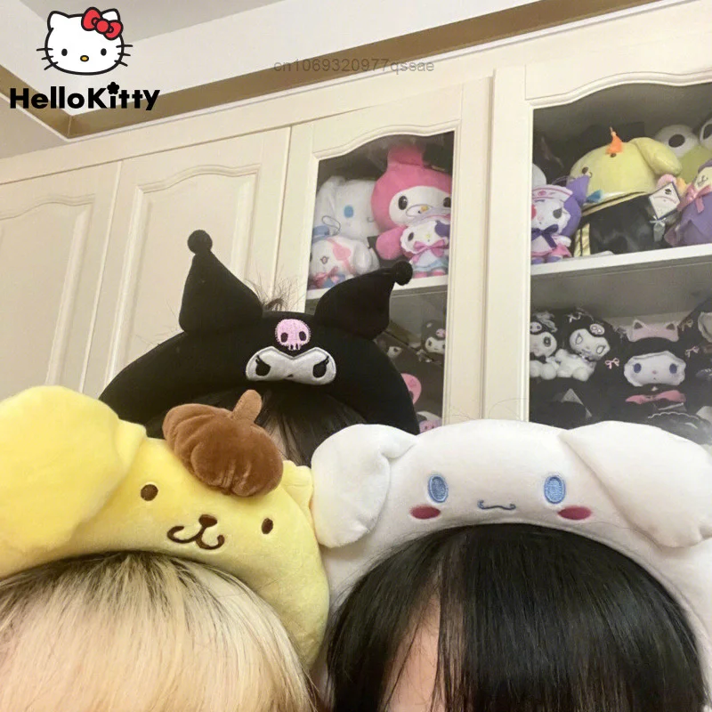 

Sanrio Kuromi Cinnamoroll Pom Pom Purin Hair Band Kawaii Korean College Style Headband Hair Card Y2k Fashion Sweet Headwear