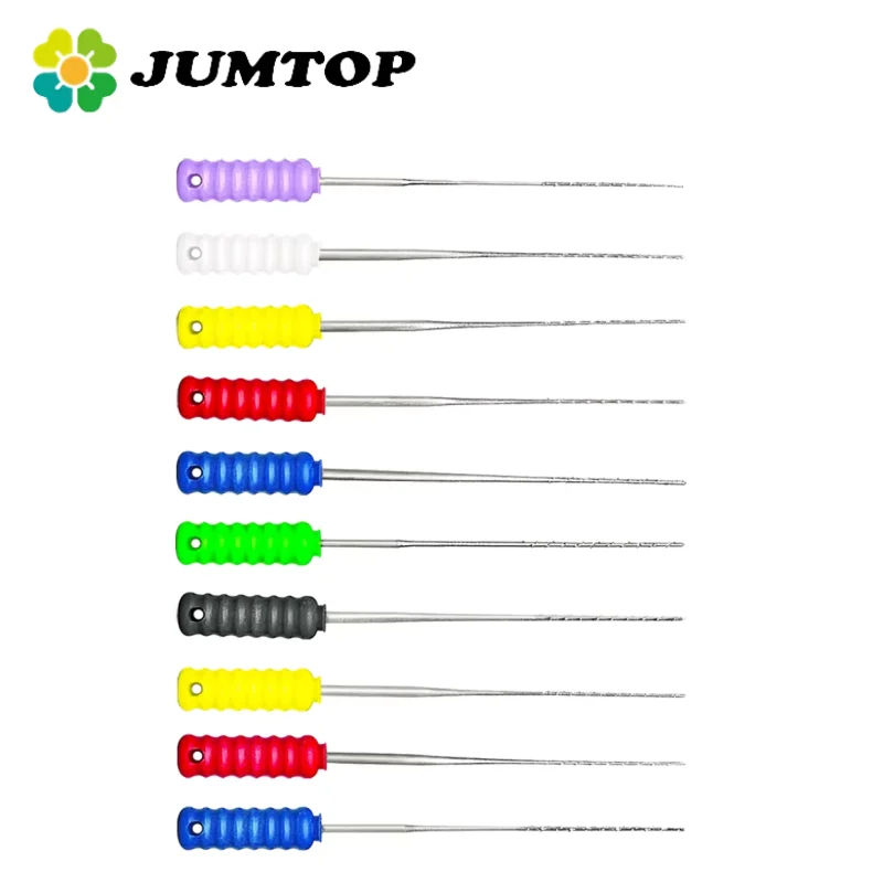 JUMTOP 10Pcs/Pack Dental Endodontic Root Canal Cleaning Barbed Broaches Hand Use Files 21mm/25mm
