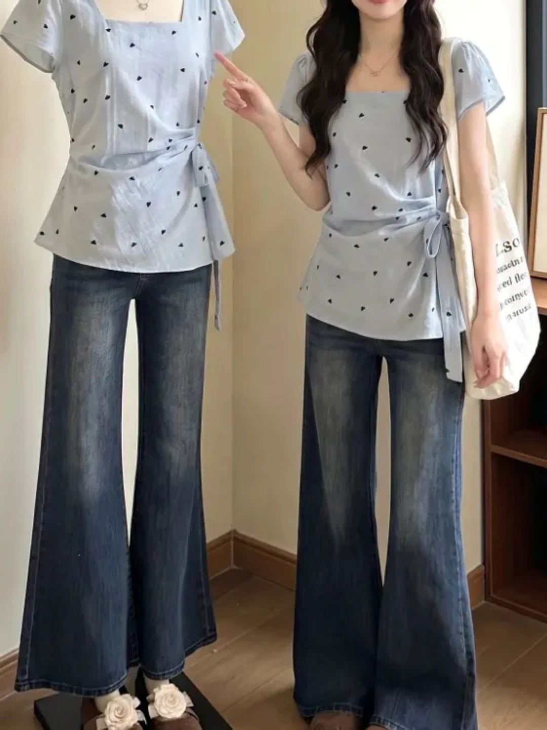 

plus Size Korean Style Women's Shirt Summer New Style Small Shirt Tie Waist Short Sleeve Shirt Breathable Comfortable Polyest...