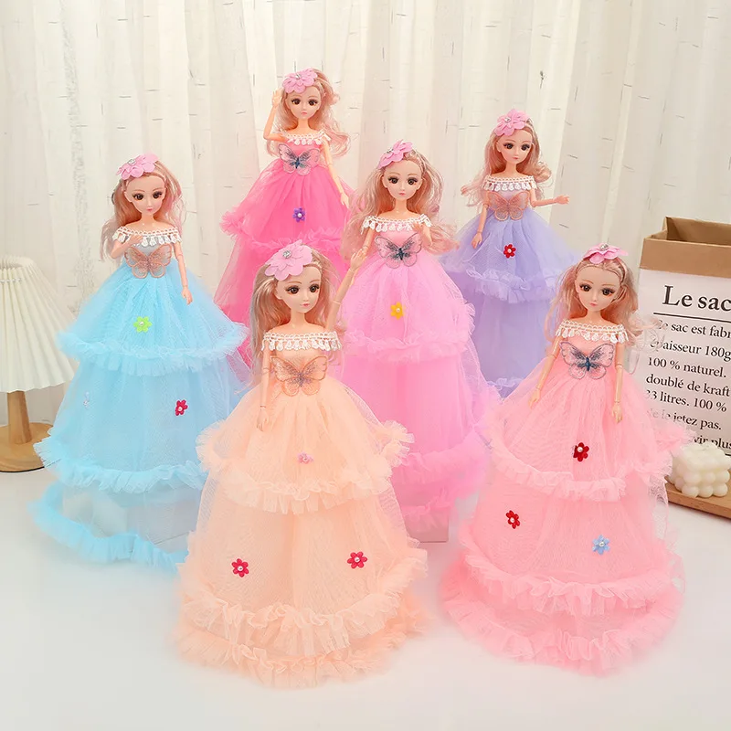 45cm Cute Exquisite Girl Princess Doll 1/4 BJD Joint Movable Three Layers Wedding Dress Princess Doll Play House Toy Girls Gift