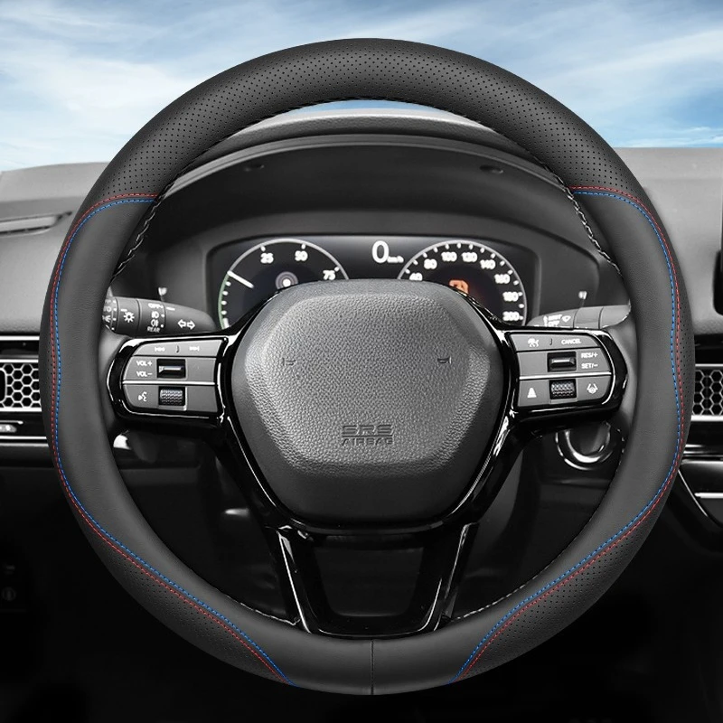 For Honda 11th Civic CRV Integra Breeze HRV Nappa Leather Steering Wheel Cover Non-slip Universal Car Interior Accessories