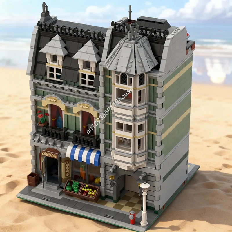 

3303 шт. MOC модульный уличный пейзаж, зеленая модель, строительные блоки, архитектурные игрушки, рождественские подарки, креативный образовательный кирпич