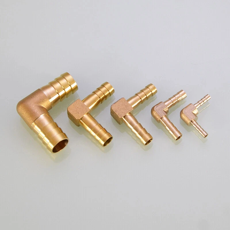 1~20pcs 90 Degree Elbow Brass Barbed Joiner Reducer Connector Pipe Hose Air Fuel Water Pipe Fitting OD 4/6/8/10/12/14/16/19mm