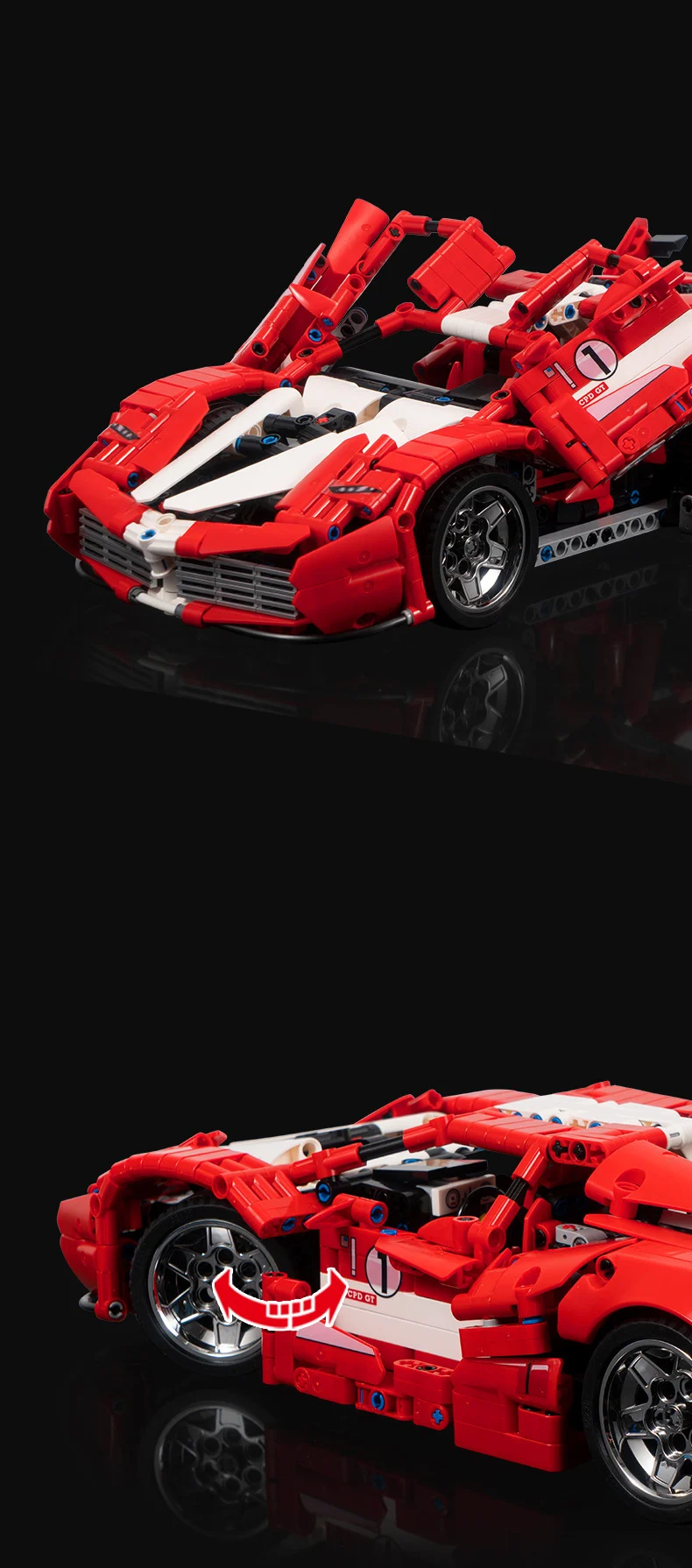 Technisches 1:14 Maßstab Rennmodell Baustein Italia Horse Fxx K Supersportwagen Fahrzeug Super Sportwagen Spielzeug Sammlerstück für Geschenke – Detail 8