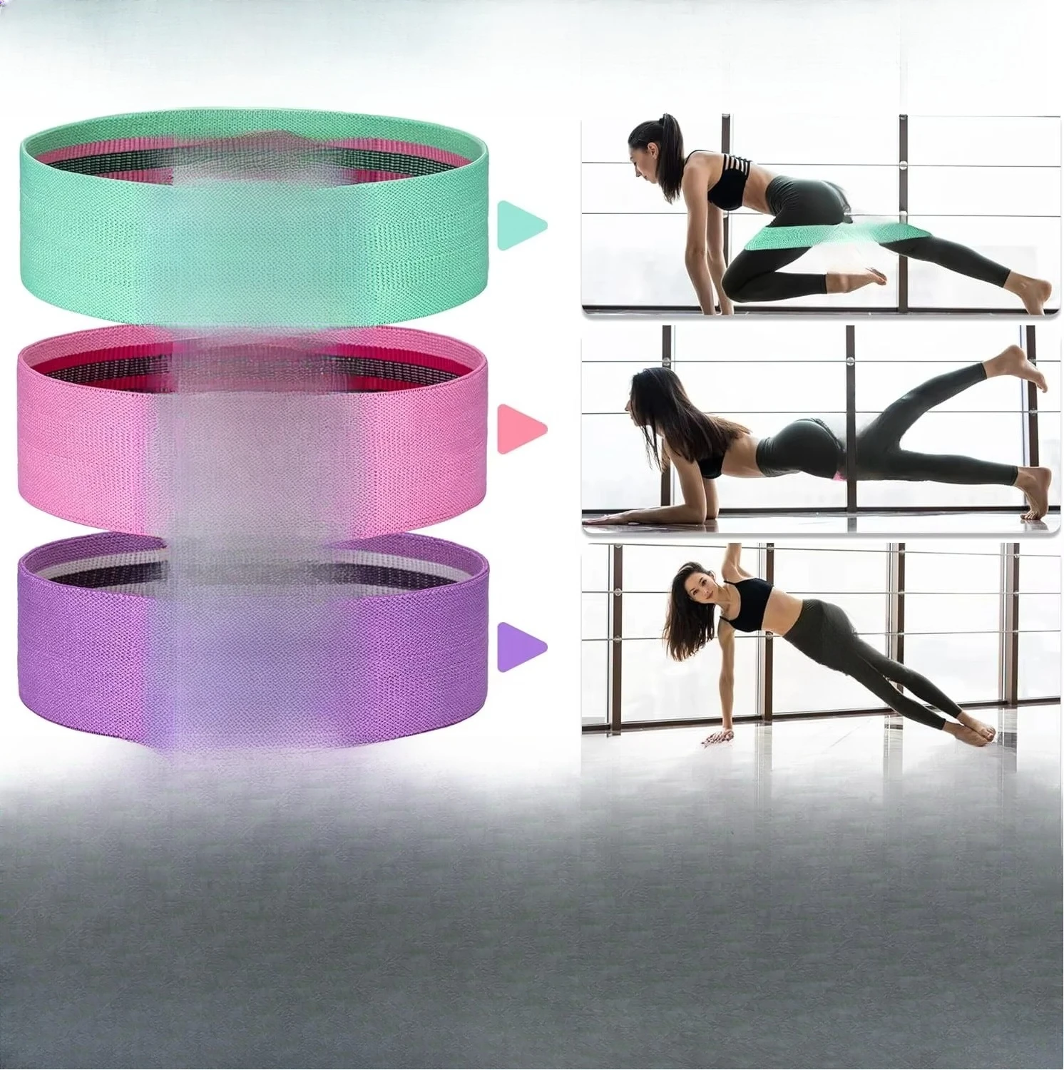 Factory Fabric Polyester Resistance Belt Custom Yoga Buttocks Booty Belt Workout Home Gym Belt Gym Equipment SML