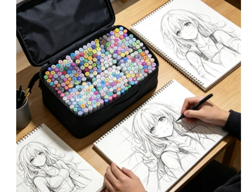 320 Colors Dual Tips Marker Pen Set, Felt Pens for Sketching Drawing Graffiti Manga School Art Supplies