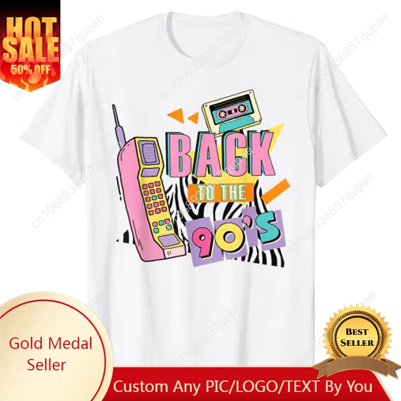 

Back To The 90s Outfits for Women Retro Costume Party T-Shirt Gift for Women Men 90's Style Hip Hop Event Graphic Tee Tops