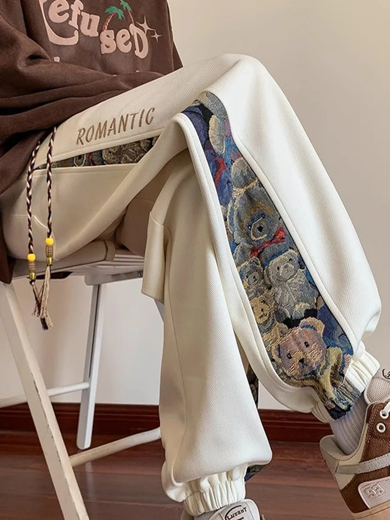 

New Chinese Sle Embroidered Loose Wide Leg Casual Sport Pants for Men Autumn Winter New Faion Trousers Youth ular Poly...