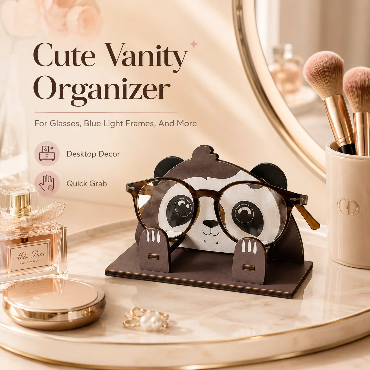 Animal Shape Wooden Eyeglass Holder Hand Carved Glasses Display Stand for Study Office Bedroom Desktop Storage Decoration