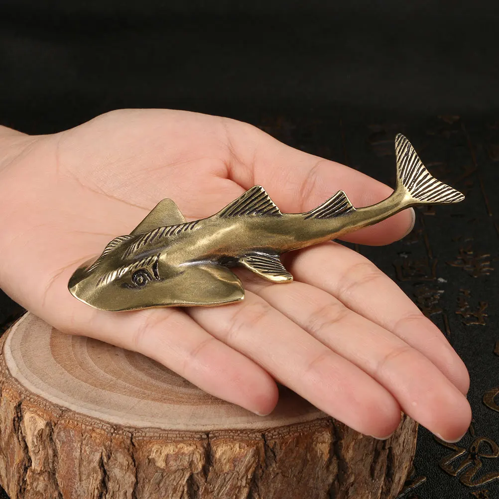 

Brass Guitarfish Statue Retro Decor Desktop nament Miniature Adornment Sea Animal Model Simulation Decor Figurine
