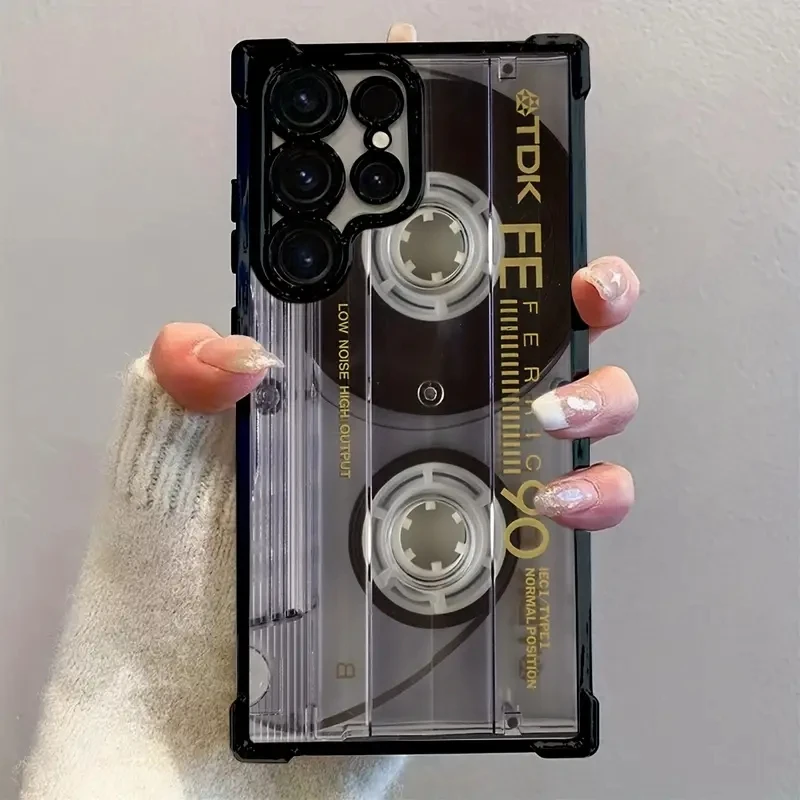 Retro Cassette Pattern Plating Soft Phone Case for Samsung Galaxy A56 A36 5G Cases S26 S25 Ultra S24FE S23 A16 A55 S22 S21 Cover