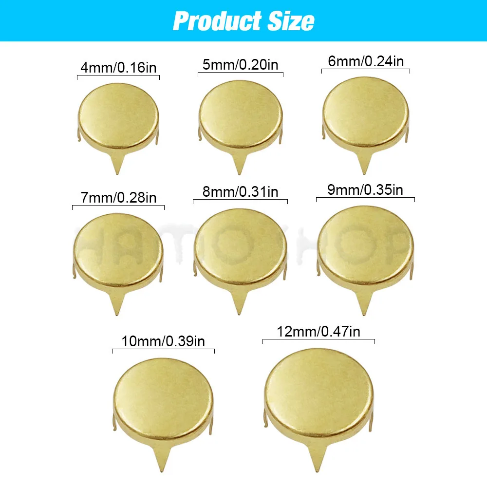 4-12mm 4 Claw Flat Rivets Spike Rivets Studs Punk Rock Style Fashion For DIY Leather Craft Clothing Bag Shoes Parts Decoration