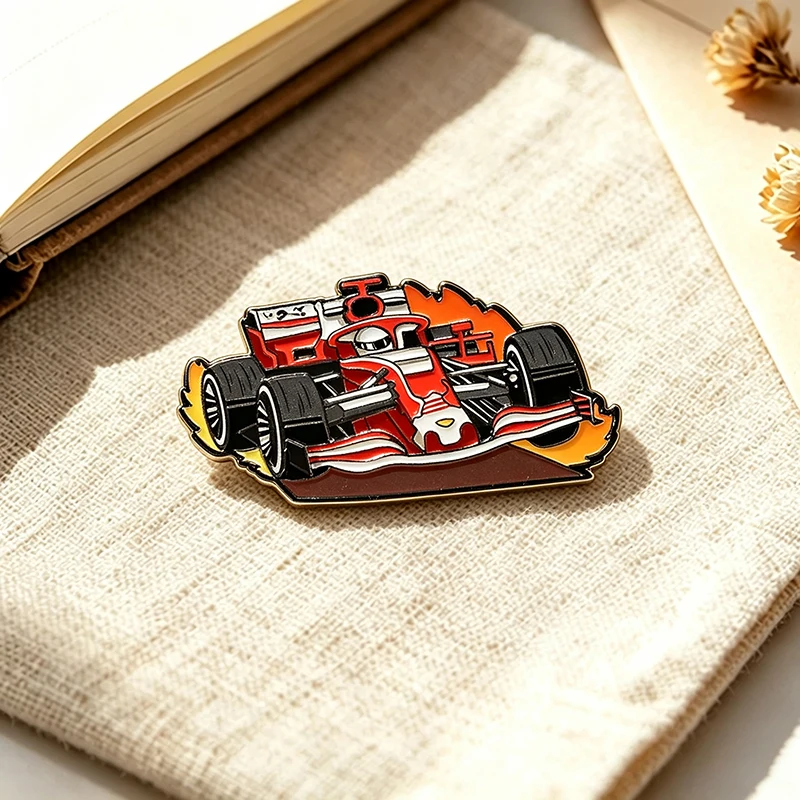 Cool Racing Car Pins 4-style Enamel Metal Cartoon Sport Pin On Bags Lapel Badge Fashion Accessories Gifts
