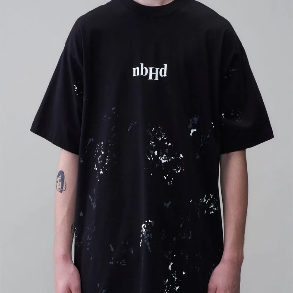 

NBHD 25SS Vintage Splashed Ink Workwear Casual Short Sleeved Loose Trendy NELGHBDRHODD Men T-shirt