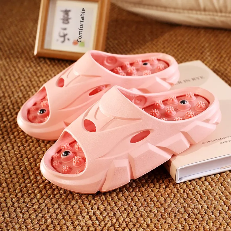 Male Female Slippers Bottom Sole Massage Home Shoes Foot Therapy Summer Slip-On Flip Flops EVA Material Wear Resistant Low Heel