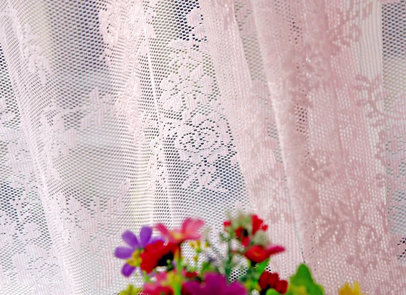 White Pink Grey Lace rose floral tulle Voile sheers Curtains RomanticCurtain Home Decoration 5 SIZE