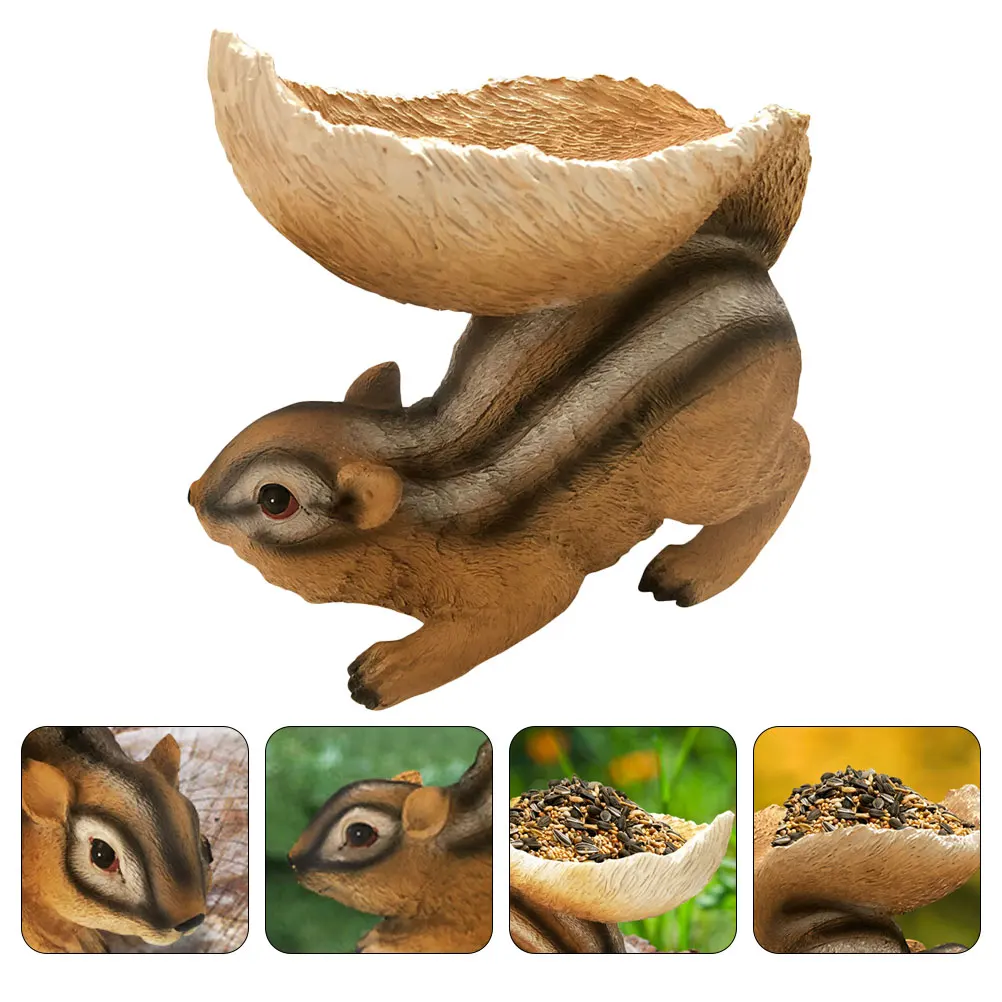 

1Pcs Resin Squirrel Feeder Creative Garden Decor Lifelike Outdoor Statue Lawn Patio Decoration Festival Gift Home Ornament
