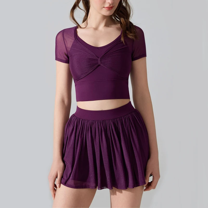 

Женский комплект для фитнеса и йоги из двух предметов, летний однотонный спортивный костюм для бега, дышащая одежда для йоги и тенниса, короткая спортивная одежда