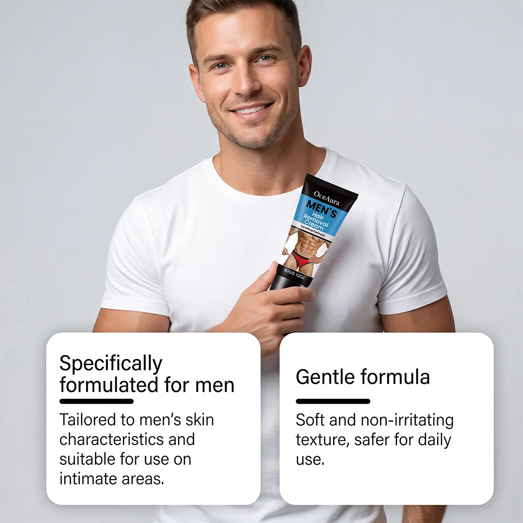 Men's Hair Removal Cream Sensitive Formula Gentle Remove Body Hair Fast Effective Intimate Areas Painless Men's Depilatory Cream