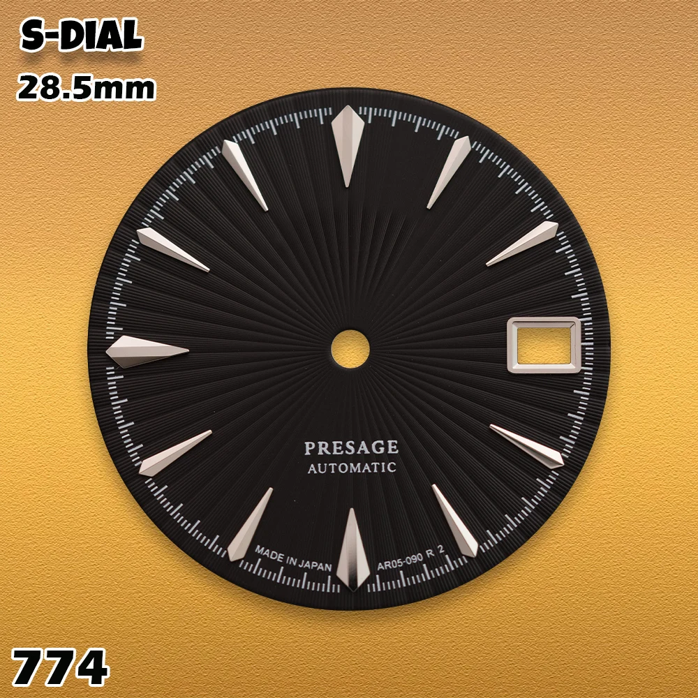 SEI 28.5mm S Logo NH35 Black Cocktail Dial Silver Clock No Hands Suitable for NH36 Movement Watch Modification Accessories