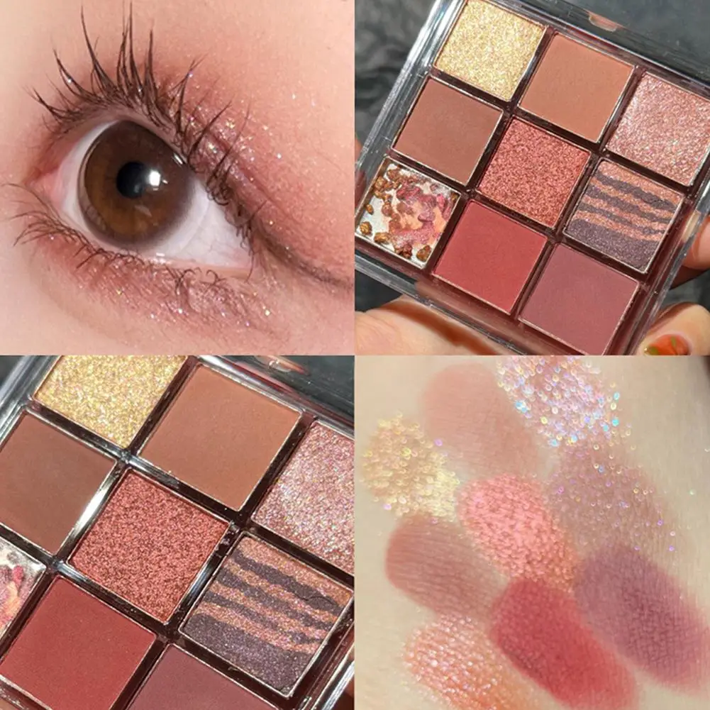 9 Farben Make-up-Palette matt schimmern Glitter Lidschatten Werkzeuge Lidschatten Kosmetik Erde Palette Augen Schönheit Schatten matt l0v9