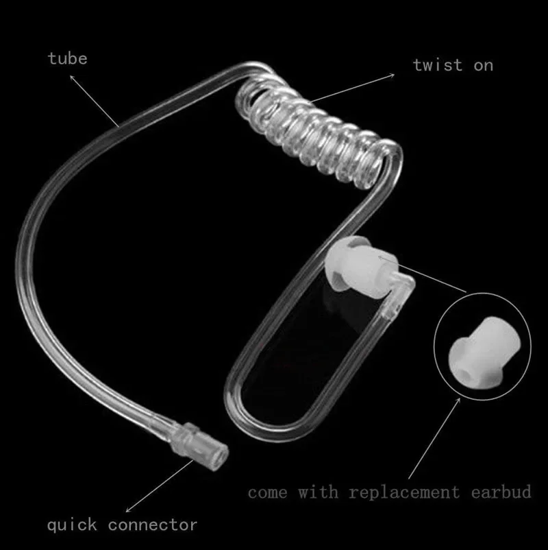 5 Replacement FBI Covert Audio Air Tube PTT Mic Acoustic Coil with Headphones for Motorola Baofeng Icom Radio