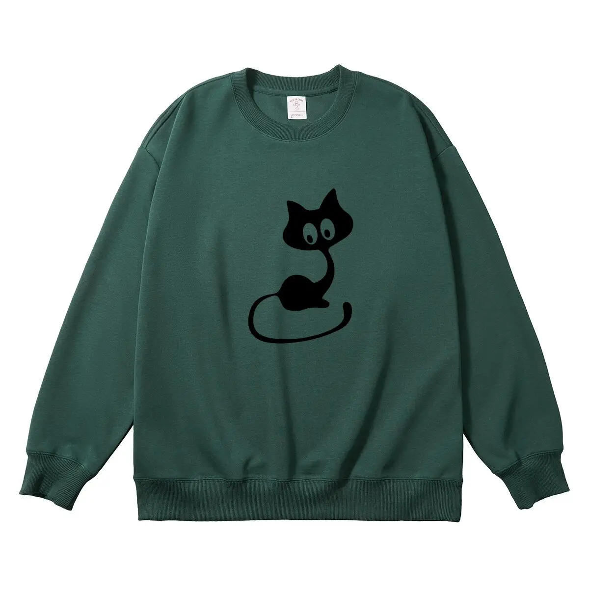 Oversized Women Pullover Cartoon Cat Graphic Woman Tops Female Sweatshirt Round Neck Long Sleeve Autumn Thick Clothes