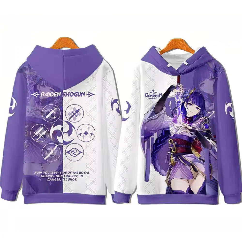 

Game genshin Impact Raiden Shogun 3D Printed Men Women Hoodies Streetwear Fashion Pullover Harajuku Oversized Hoodie Clothing