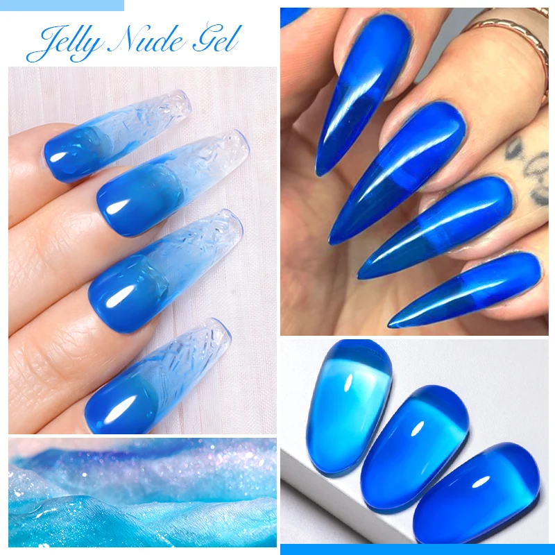 MEET ACROSS 7ml Jelly Nude Gel Nail Polish 34 Color Semi Transparent Summer Glass Gel Nails Soak off UV LED Nail Art Gel Varnish