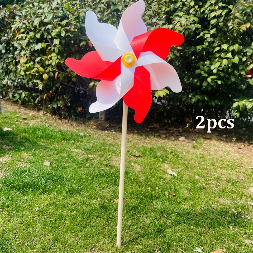 

2pcs Seven Leaf Colorful Pinwheel Blue White Yellow White Orange Outdoor Party Toys Color Matching Windmill 24cm