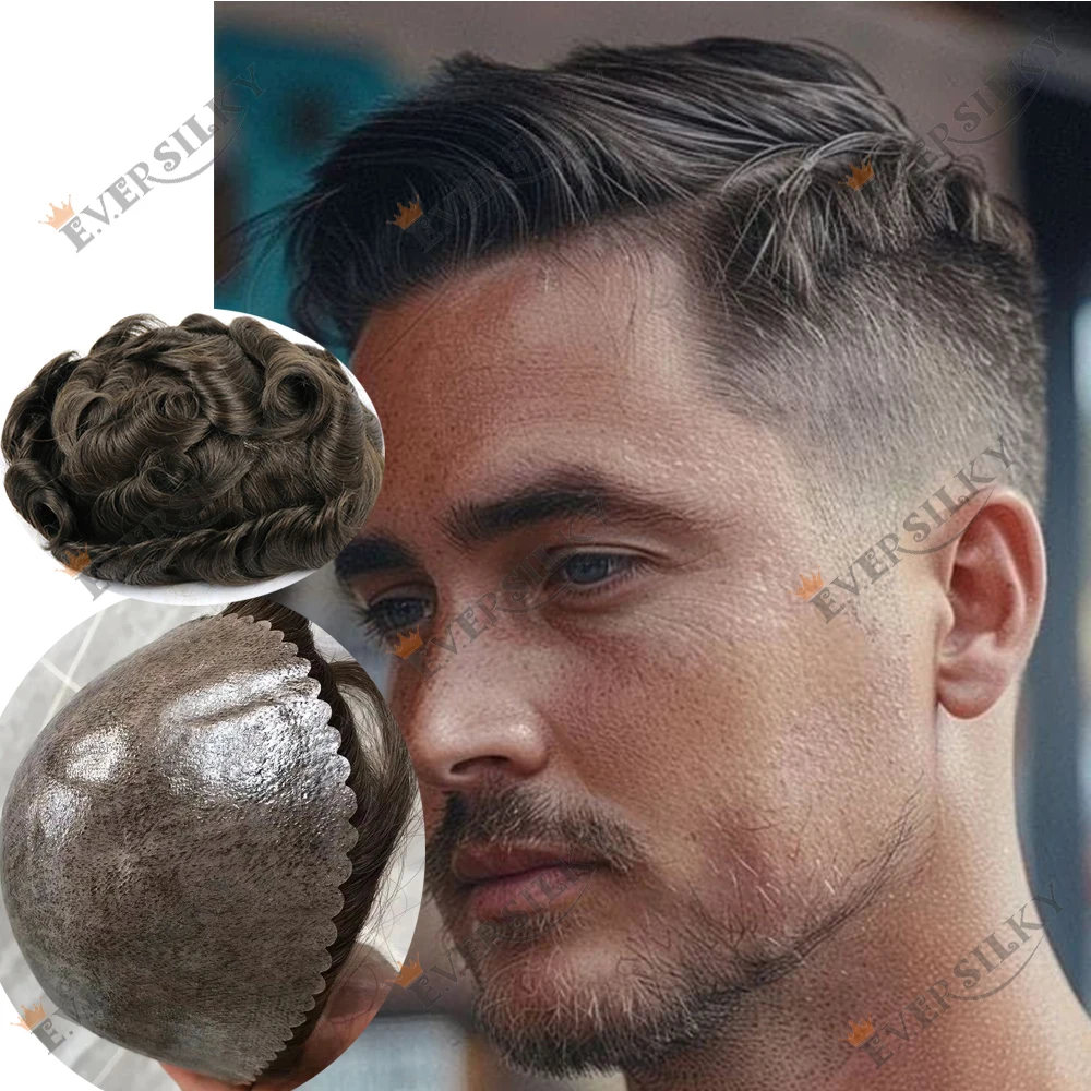 

Супернатуральная линия роста волос # Мужской парик из натуральных волос, цвет 4 Ash Brown, незаметный, прочный, полностью из полиуретана, 1B40 1B50 1B80, серые пряди, протезы для волос