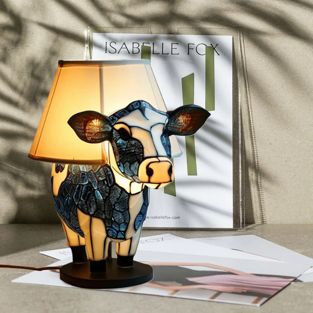 Cow Table Lamp Ornament Animal Lamp Decorations Design Home Patio Table Pendulum Decorations