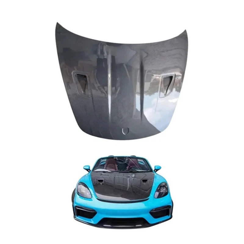 RS Style Carbon Fiber Engine Hood Bonnet Front Cover Fit Sport Coupe 991 981 982 718 2016-2026 Lightweight Mod Parts
