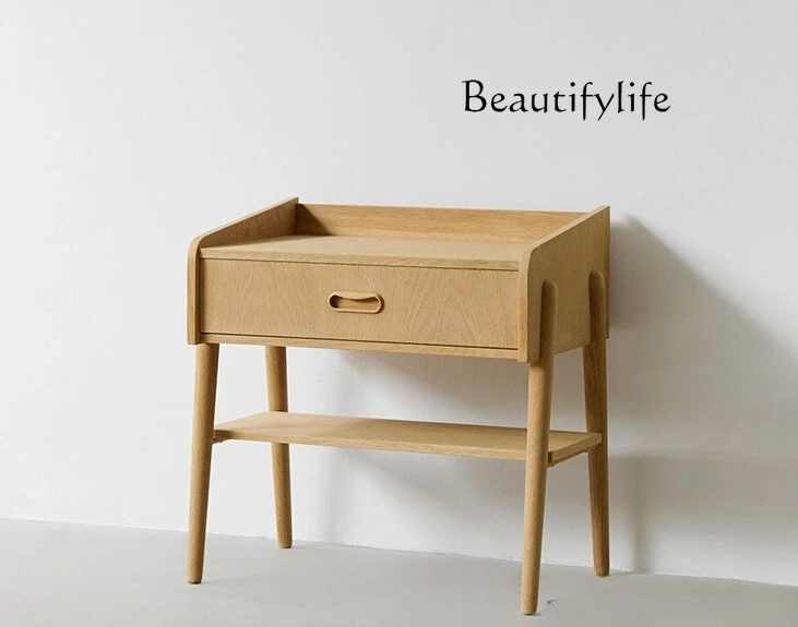 

Retro modern design bedside table log cherry wood furniture storage drawer storage cabinet small apartment