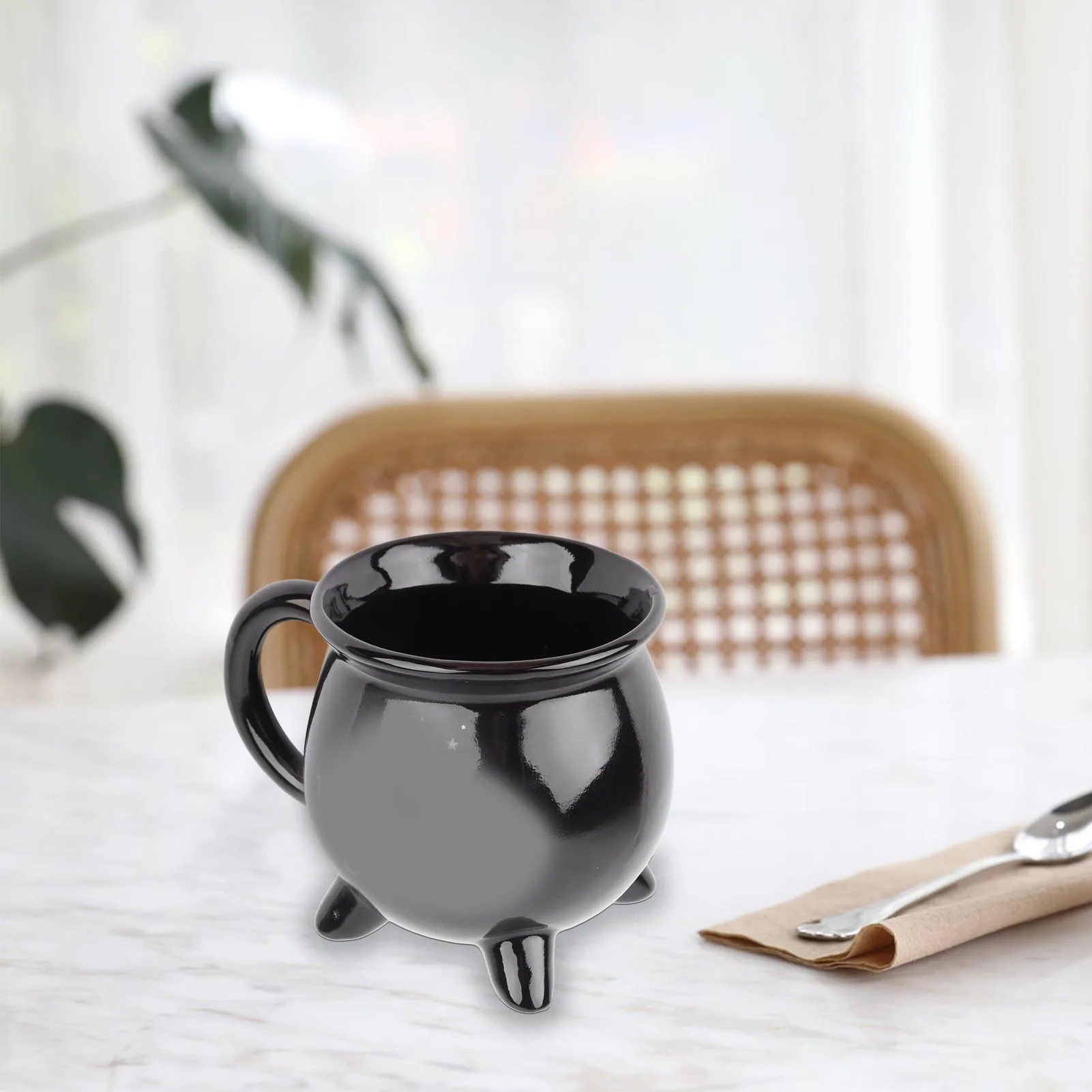 Witches Cauldron Mug 300ml Sealed Witchy Black Cauldron for Halloween Decor Tabletop Decoration Witch's Mug