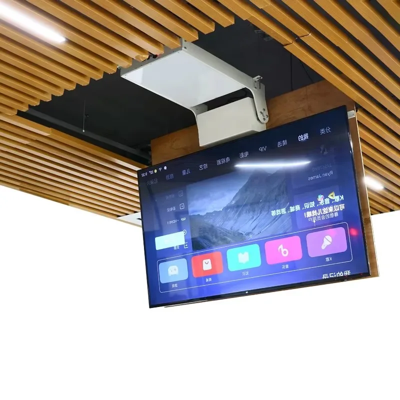 

JGST Stock Motorized Wall-mounted TV Stand Lift Flip Down Mount Swivel 105 Degrees Electric TV Folding Bracket Lift for School