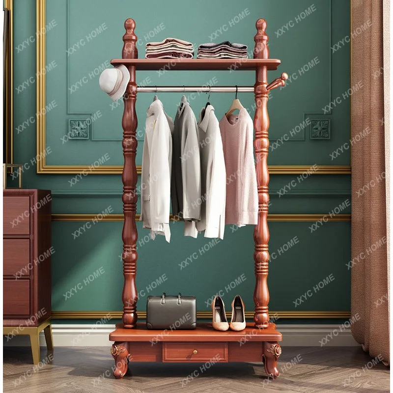XXBedroom hanger Floor-to-ceiling solid wood coat rack Living room storage clothes rack