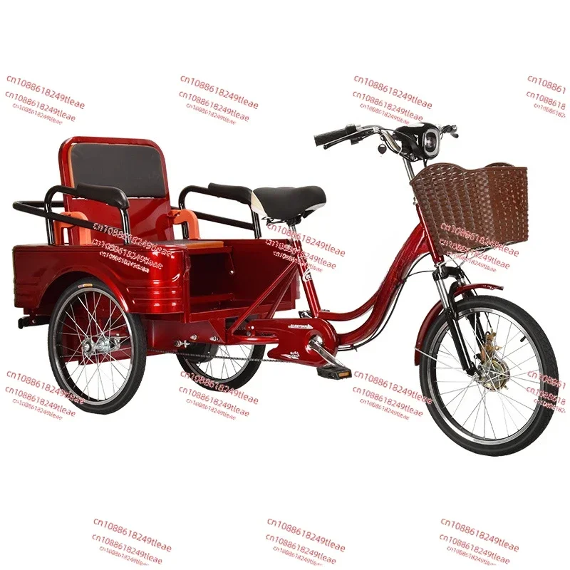 Elderly pedal electric tricycle Small pedal scooter Adult light electric passenger and cargo tricycle