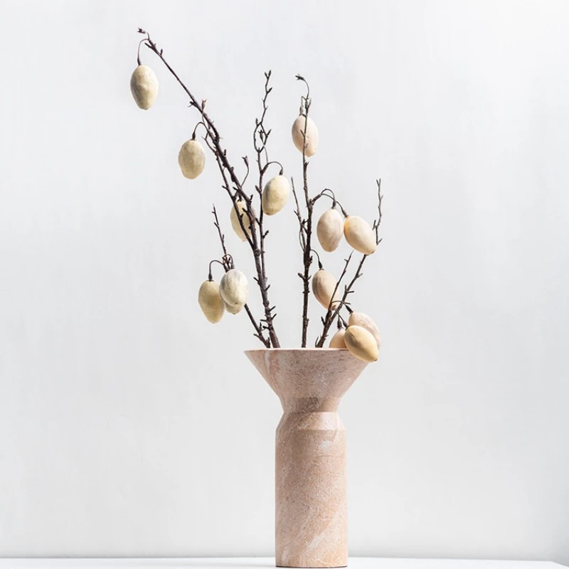 

Minimalist Resin Vase for Dried Flowers Stone Look Home Decor Centerpiece for Living Room Bedroom Showroom Ornament