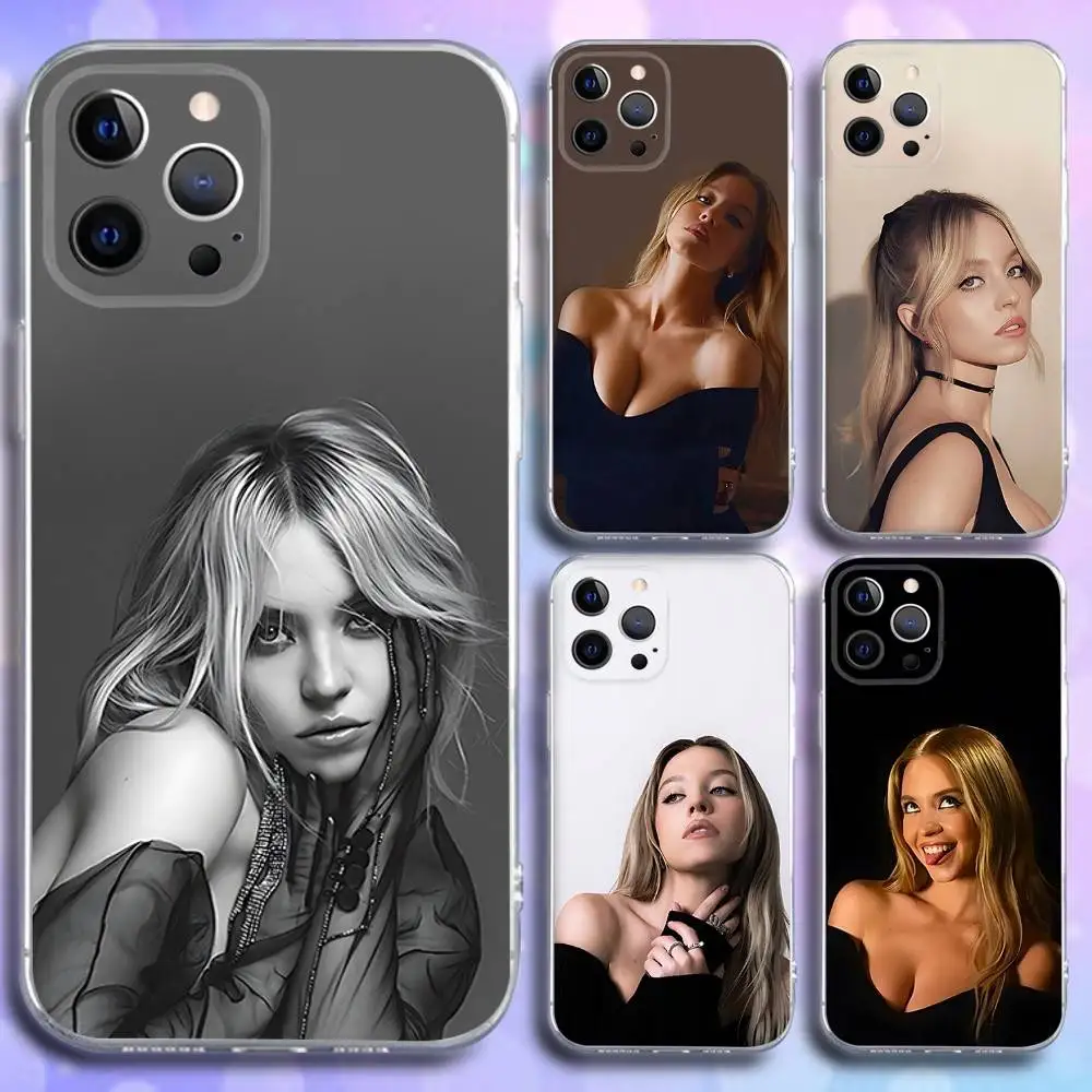 حافظة هاتف S-Sydney Actor Sweeney لهاتف iPhone 17,16,15,14,13,12,11 Pro,Max,Plus,X,XS,XR,SE4,E غطاء ناعم شفاف صغير